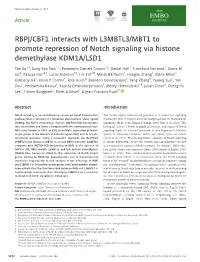 RBPJ/CBF1 Interacts with L3MBTL3/MBT1 to Promote Repression of Notch Signaling Via Histone Demethylase KDM1A/LSD1