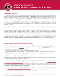 Student-Athlete Name, Image, Likeness Guidelines