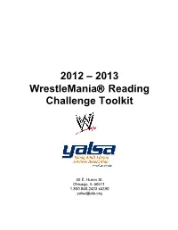 2012 – 2013 Wrestlemania® Reading Challenge Toolkit
