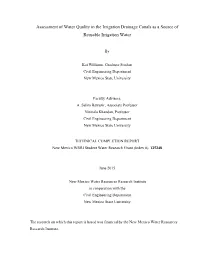 Assessment of Water Quality in the Irrigation Drainage Canals As a Source of Reusable Irrigation Water
