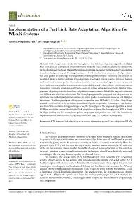 Implementation of a Fast Link Rate Adaptation Algorithm for WLAN Systems