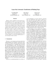 Large-Scale Automatic Classification of Phishing Pages