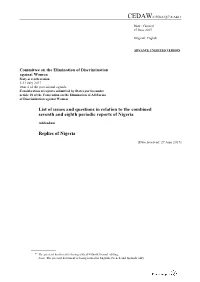 List of Issues and Questions in Relation to the Combined Seventh and Eighth Periodic Reports of Nigeria