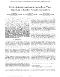 Lynx: Authenticated Anonymous Real-Time Reporting of Electric Vehicle Information