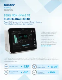 100% NON-INVASIVE FLUID MANAGEMENT Proper Fluid Management May Improve Clinical Outcomes, Potentially Saving Millions in Operating Costs1,2