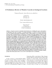 A Preliminary Review of Monitor Lizards in Zoological Gardens