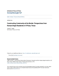 Constructing Community at the Border: Perspectives from Korean-Origin Residents in El Paso, Texas