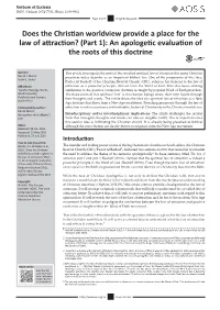 Does the Christian Worldview Provide a Place for the Law of Attraction? (Part 1): an Apologetic Evaluation of the Roots of This Doctrine