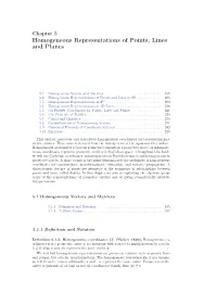 Homogeneous Representations of Points, Lines and Planes