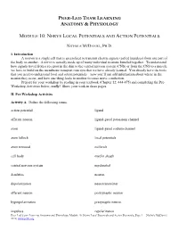 Module 10: Nerve Local Potentials and Action Potentials