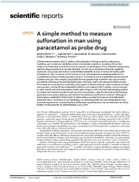 A Simple Method to Measure Sulfonation in Man Using Paracetamol As Probe Drug Natália Marto 1,2*, Judit Morello1,3, Alexandra M