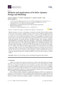 Methods and Applications of in Silico Aptamer Design and Modeling