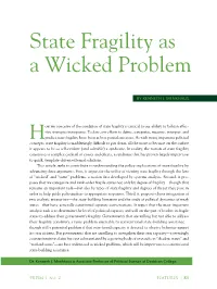 State Fragility As a Wicked Problem