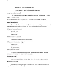 Structural Analysis Two Marks