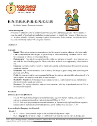 E-N-T-R-E-P-R-E-N-E-U-R by Marsha Masters, Economics Arkansas