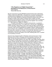 Kierkegaard and Nietzsche on Resentment Daniel Conway Texas A&M University