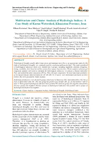 Multivariate and Cluster Analysis of Hydrologic Indices: a Case Study of Karun Watershed, Khuzestan Province, Iran