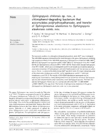 Sphingopyxis Chilensis Sp. Nov., a Chlorophenol-Degrading Bacterium