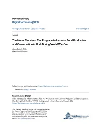 The Home Trenches: the Program to Increase Food Production and Conservation in Utah During World War One
