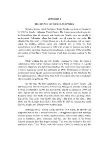 APPENDIX I BIOGRAPHY of NICHOLAS SPARKS Nicholas