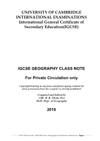 IGCSE Geography Class Notes