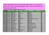 PLEASE LOOK DOWN the LIST for COURSE WALK TIMES , If I Have