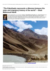 The Kabuliwala Represents a Dilemma Between the State and Migratory History of the World” – Shah Mahmoud Hanifi Page 1 of 8