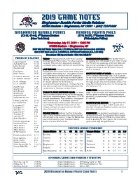 2019 Game Notes