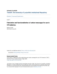 Fabrication and Functionalization of Carbon Nanocages for Use in Cfx Batteries