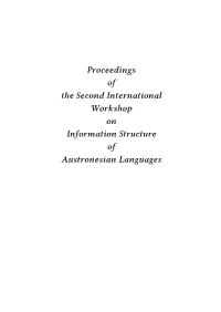 Proceedings of the Second International Workshop on Information Structure of Austronesian Languages