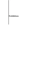Prohibitions Prohibitions Edited by John Meadowcroft with Contributions from Ralf M