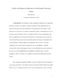 Stability and Explanatory Significance of Some Simple Evolutionary Models