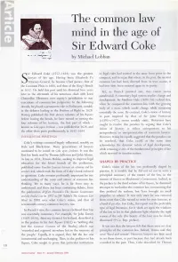 The Common Law Mind in the Age of Sir Edward Coke by Michael Lobban