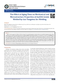 The Effect of Aging Time on Mechanical and Microstructure Properties of Aa6061 Joints Welded by Gas Tungsten Arc Welding