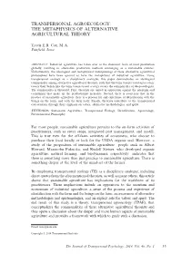 Transpersonal Agroecology: the Metaphysics of Alternative Agricultural Theory