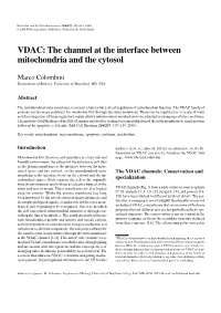 VDAC: the Channel at the Interface Between Mitochondria and the Cytosol