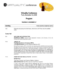 Virtuality Conference Program