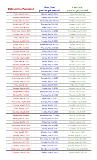 Marriage Valid Dates