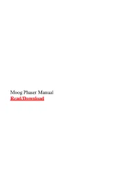 Moog Phaser Manual