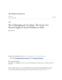 The Scope of a Parent's Right to Teach Children to Hate