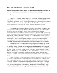Who Is Afraid of Neoliberalism? a Comment on Mirowski