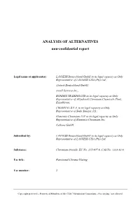ANALYSIS of ALTERNATIVES Non-Confidential Report
