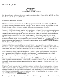 Ballot Name; Use of Nickname Section 99.021, Florida Statutes