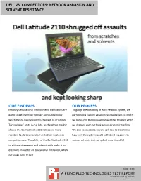 Dell Vs. Competitors: Netbook Abrasion and Solvent Resistance a Principled Technologies Test Report 2