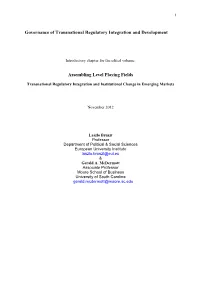 Governance of Transnational Regulatory Integration and Development