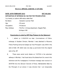 M.C.O.C. Special Case No. 21 of 2006 Date: 20Th February