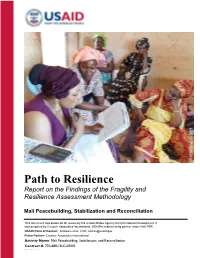 Path to Resilience Report on the Findings of the Fragility and Resilience Assessment Methodology