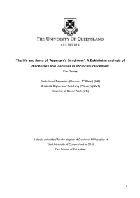 The Life and Times Of'asperger's Syndrome': a Bakhtinian Analysis Of