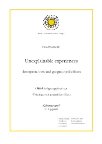 Unexplainable Experiences