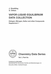 VAPOR-LIQUID EQUILIBRIUM DATA COLLECTION Chemistry Data Series